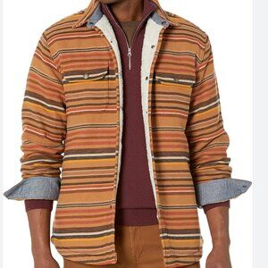 Pendleton Men's Striped Doublesoft Sherpa-lined Shirt Jacket Brown Stripe